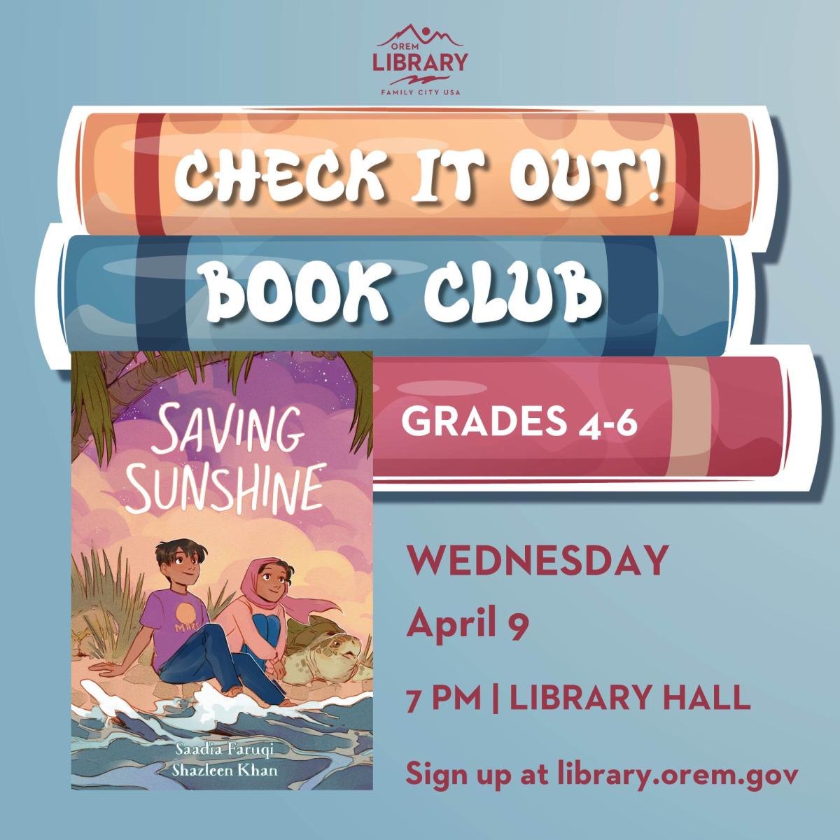 Check It Out! Book Club April 9 doTERRA South Lobby